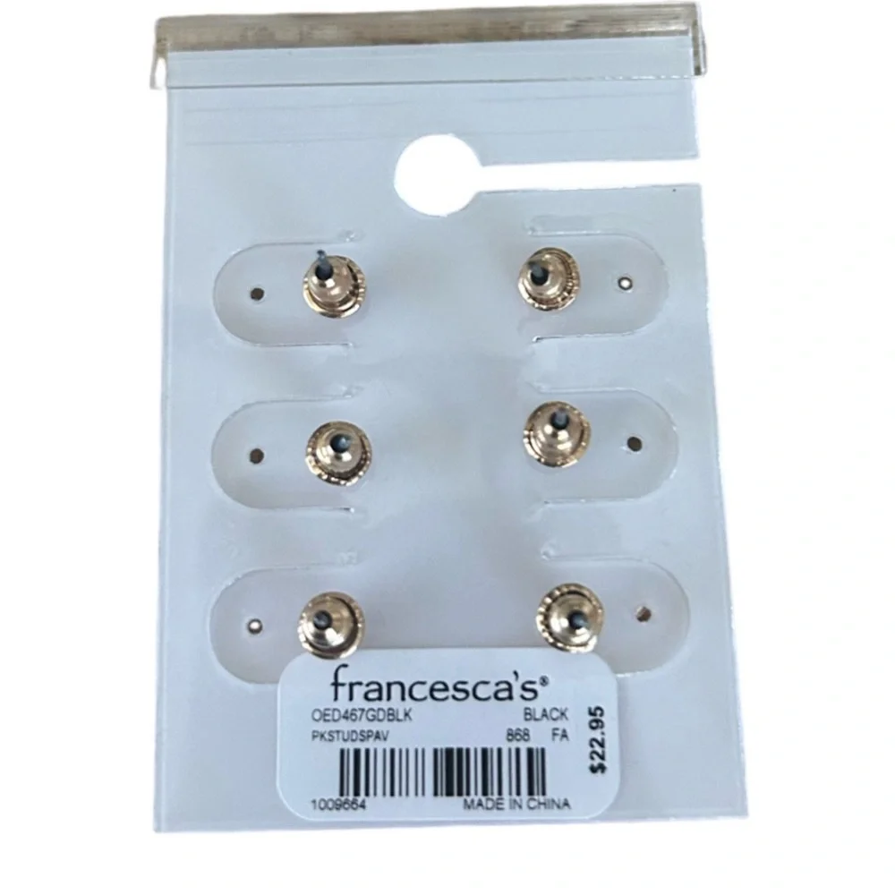 New Francesca’s Joana Gold Tone and Black Heart Earring Set - Picture 7 of 7